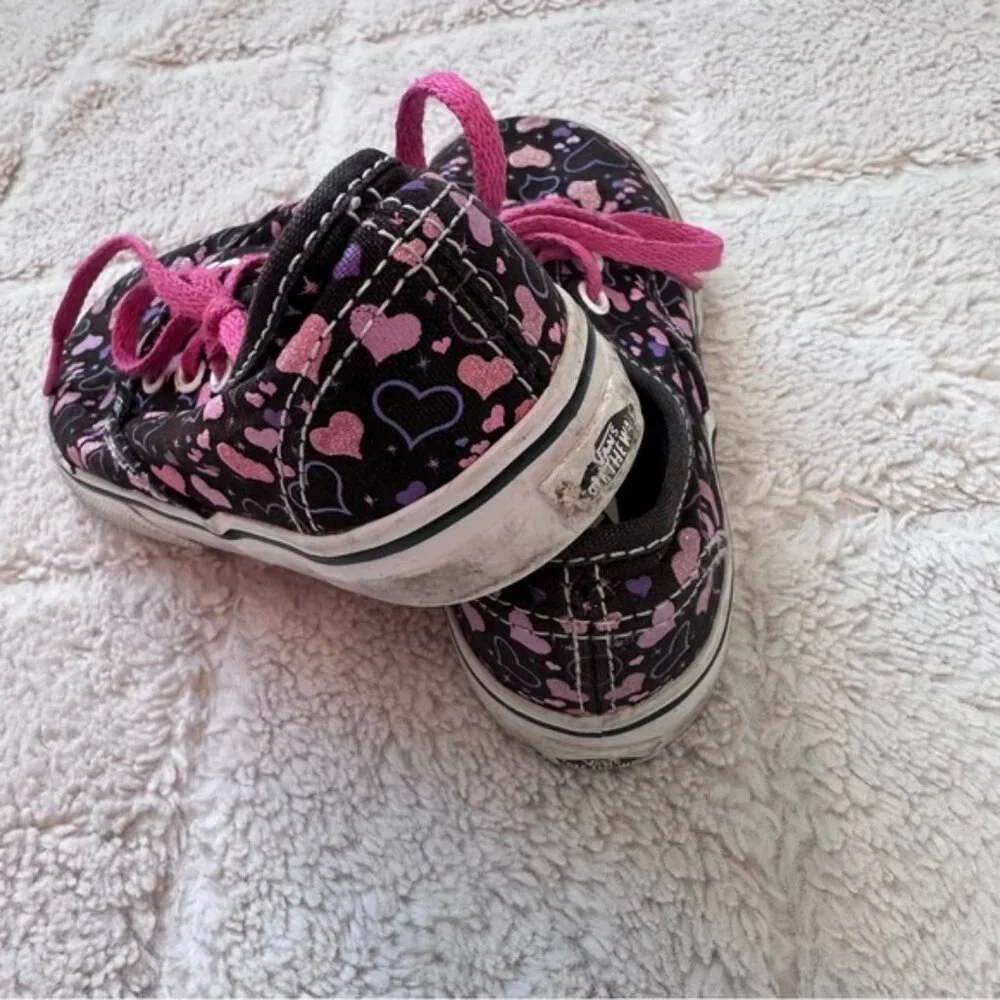 Vans | Black and Pink Heart Shoes | Size 8